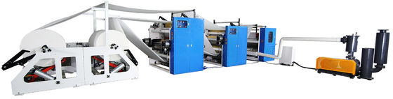 Lijmlaminatie Keukenrollen Staal-op-Staal Embossing Unit V-vouw Gezichtsweefsel Vouwmachine Met Automatische Transfer